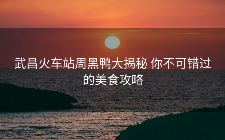武昌火车站周黑鸭大揭秘 你不可错过的美食攻略