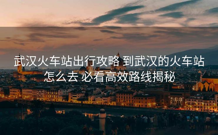 武汉火车站出行攻略 到武汉的火车站怎么去 必看高效路线揭秘 武汉火车站出行攻略 到武汉的火车站怎么去 必看高效路线揭秘