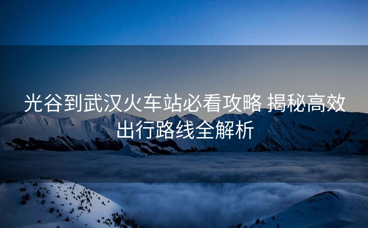 光谷到武汉火车站必看攻略 揭秘高效出行路线全解析