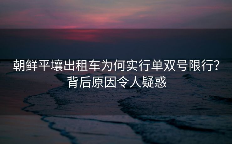 朝鲜平壤出租车为何实行单双号限行？背后原因令人疑惑